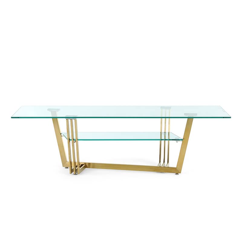 Homes r us Luxury Collection New Steve TV Unit, Clear & Gold