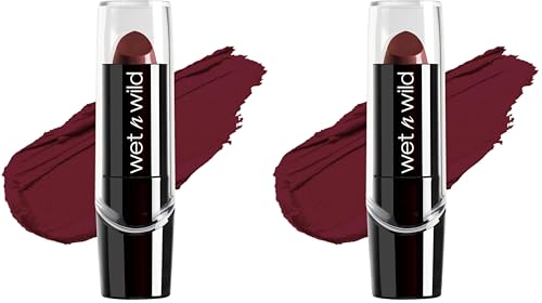 Image of wet n wild Silk Finish Lipstick,Hydrating Rich Buildable Lip Color,Formulated with Vitamins A,E,& Macadamia for Ultimate Hydration,Cruelty-Free & Vegan - Dark Wine,(Pack of 2)