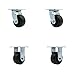 Stainless Steel Polyolefin Swivel Caster w/Main. Free Bearings Set of 4 w/4" x 2" Black Wheels- Includes 2 Swivel with Bolt on Swivel Locks & 2 Rigid - 2000 lbs Total Capacity - Service Caster Brand
