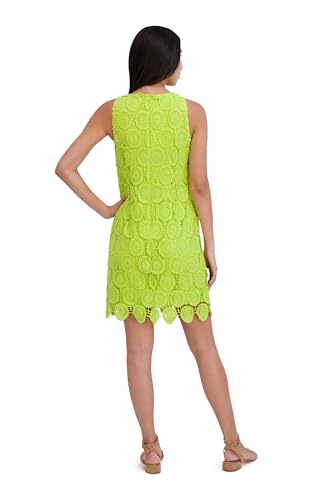 Image of London Times Women's Elegant Floral Crochet Knee-Length Sleeveless Fitted Cocktail Party Occasion Dress