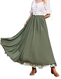 Scarlet Darkness Summer Boho Maxi Skirts for Women Medieval Victorian High Waisted Long Skirt Army Green XL