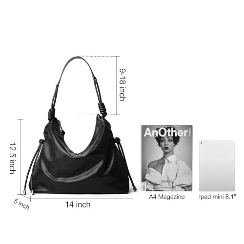 Image of Soft Hobo Bag for Women Large Capacity Travel Designer Shoulder Purse with Knotted Adjustable Strap