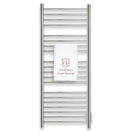Heated Towel Rack, 20-Bar Wall Mounted Towel Warmer Polished Stainless Steel for Luxury Spa-Like Comfort in Your Bathroom, Electric Hardwired 190 W (WarmlyYours Bellagio)