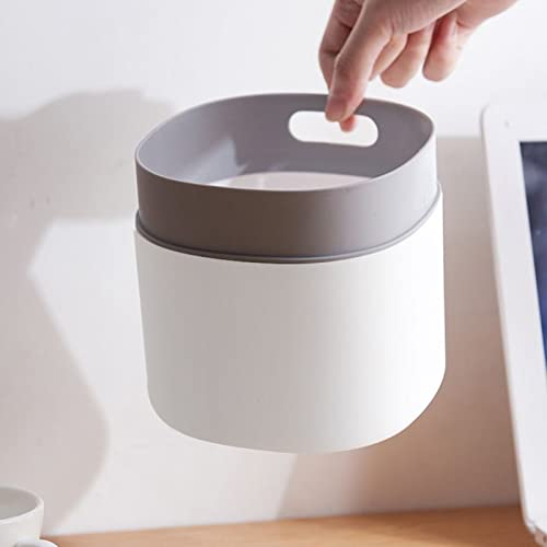Kosz na Śmieci 2L Duża pojemność Mini Kosz na śmieci Desktop Bin z Push Przycisk Pokrywa do Home Kitchen Office Cleaning Tool Kuchnia i Łazienka(White)
