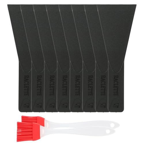 8 PCS Raclette Schieber, Raclette Spatel, Raclette Schaber,Nylon Raclette Spatel mit 2 Silikonbürste, Perfekte Küchenutensilien für Käse Grills und Gourmet Bretter, für Fondue und Abende