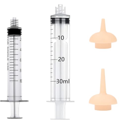 Image of Pet Feeding Syringe with Nipple, Silicone Feeding Tools for Kitten Puppy Feeding Syringe for Newborn Cat Dog Small Animals Rabbits (10ml+30ml)