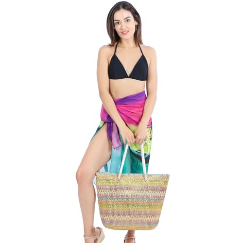 Women's Woven Beach Tote Bag – Large Colorful Shoulder Handbag for Summer, Shopping, Boho Fashion & Daily Essentials2