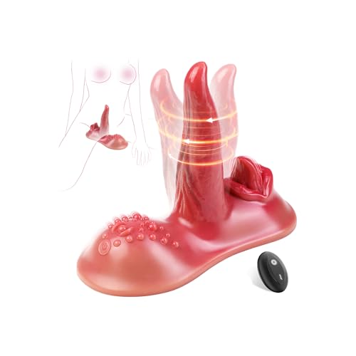 Koxten Riding Dildo Grinding Sex Toy - 10 Modes Swirling + Licking | Realistic Dildo Vibrator Thrusting Dildo Sit and Ride Dildo Riding Vibrator Monster Dildo Tongue Toy for Women Gags & Muzzles