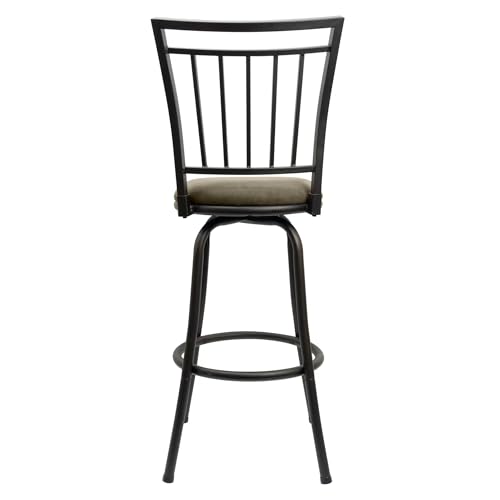 Butaco metálico giratorio con altura ajustable de 24 a 29 pulgadas, tapizado en poliéster color negro mate y beige miniatura 4