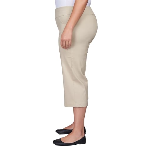 Ruby Rd. Womens Womens Plus-Size Mid-Rise Pull-on Straight Solar Millennium Tech Capri4