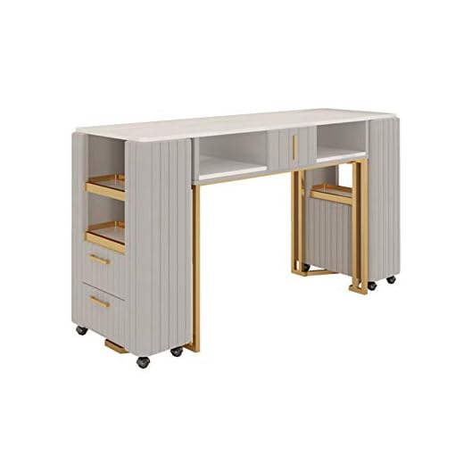 SuoANI Manikyr bord järnram nagel skönhet spa salong skrivbord arbetsstation med lådor och hylla bärbar ventilerad skönhet manikyr bord med hjul