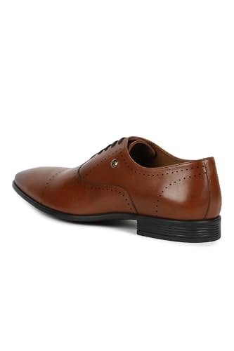 Image of Louis Philippe Men Premium Leather Breathable Lining Material Anti Slip with Heel TPR Sole Formal Derby Shoes