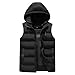 DGHM-JLMY Men's Fashion Color Block Hooded Vests Casual Zip Sleeveless Outerwear Thicken Winter Puffer Jacket Vest With Hood (X-Large,Black 6)
