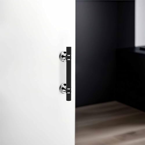 Poignées d'armoire de cuisine moletées noires et chromées 7,6 cm