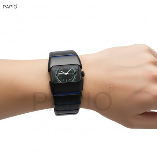 Image of PAPIO Stylish Rectangle Dial Analogue Watch | Premium Plastic Strap | Fashion Unisex Wrist Watch for Men, Boys, Women