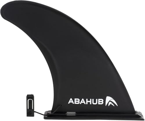 Abahub SUP Finne 9 Zoll Universal SUP Finne Abnehmbare Center Fin Fiberglas Verstärkte SUP Ersatzflossen Abziehbar SUP Zubehör für Surfboard, Stand-Up Paddle Board, Longboard, Schwarz