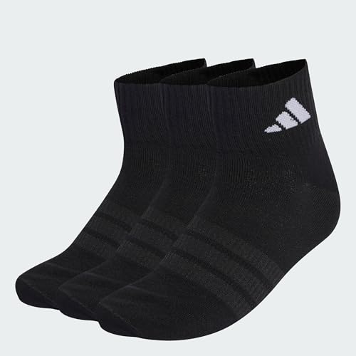 adidas Unisex adulto THIN&LIGHT SPORTSWEAR ANKLE SOCKS 3 PAIR PACK, black/black/white, 45-48