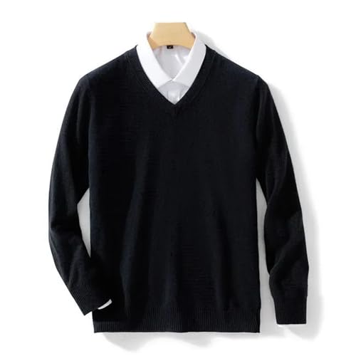 V Neck Solid Color Pullover Sweater Mens Autumn Winter Long Sleeve Warm Casual Fashion Tops3