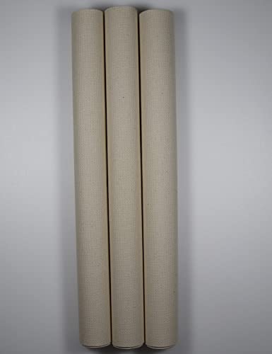 Image of KCS 3 pc of 15 inch x 18 inch Counted Cross Stitch Cotton Aida Cloth Needlework Rolled Fabric Box,18CT,Oatmeal