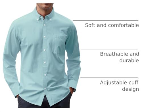 Image of J.VER Men's Oxford Shirt Solid Casual Button Down Collar Shirts Long Sleeve Dress Shirts with Pocket