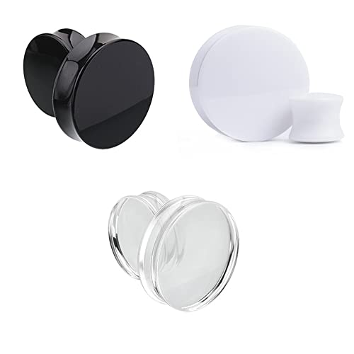 1 PAIR (2pcs) BLACK ACRYLIC PLUGS Double Flare Gauges Solid Saddle Thin Ear Flesh Tunnels 10144
