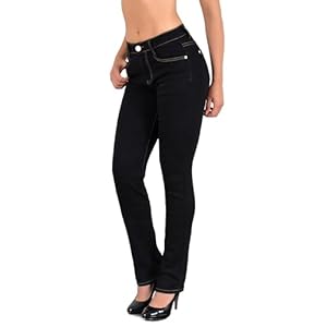 ESRA Damen Jeans Hose Damen Jeanshose gerader Schnitt Straight bis Übergrösse G400