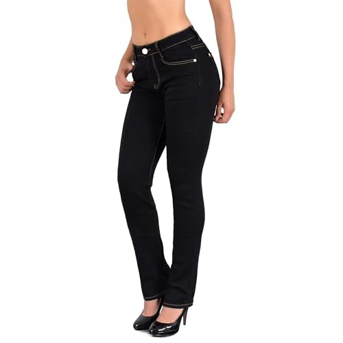 ESRA Damen Jeans Hose Damen Jeanshose gerader Schnitt Straight bis Übergrösse G400