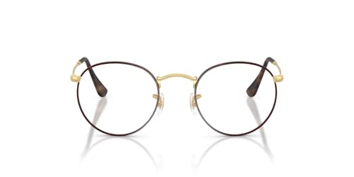 Ray-Ban RX3447V Round Metal Prescription Eyewear Frames, Matte Havana On Matte Gold/Demo Lens, 47 mm