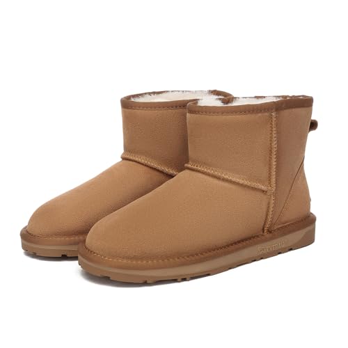 Image of EVERAU Men Falcon Mini Classic Boots Warm Winter Sheepskin Suede Water Resistant Boots, US