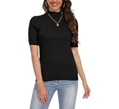 Cizayoi Women's Short Sleeve Mock Neck Turtleneck Sweater