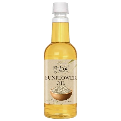 Image of LILA DRY FRUITS Sunflower Oil for Cooking 750 ML | Pure & Unrefined Cold Pressed Surajmukhi ka Tel | Hexane Free, Kolhu /Chekku, Refined Edible Oil for Frying, Daily Use Kitchen Oil Chemical Free