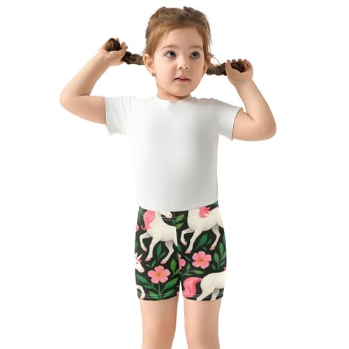 Girls Biker Shorts Toddlers Cotton Shorts for Under Skirts 4t Summer Clothes White Unicorns Pink Flowers3