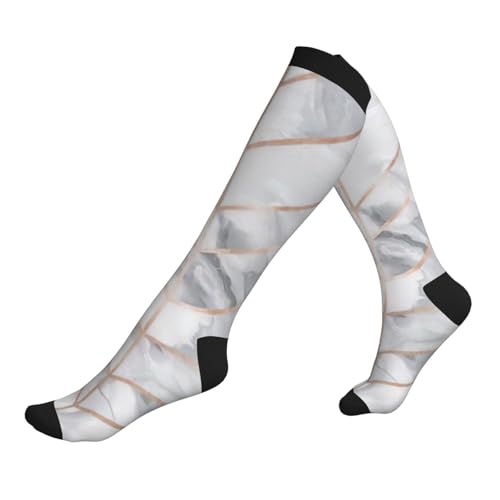 Longzehao rose gold marble design background Print Compression Socks for Women and Men,15-20 mmHg is Best Support for Athletic sports