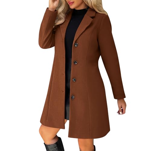Generisch Wollmantel Damen Lang Wintermantel Revers Elegant Trenchcoat Klassischem Winterjacke Einfarbig Casual Damen-Mäntel Winter Warm Mantel mit Knopf Übergangsmantel Outdoor Freizeitjacke Generisch Wollmantel Damen Lang Wintermantel Revers Elegant Trenchcoat Klassischem Winterjacke Einfarbig Casual Damen-Mäntel Winter Warm Mantel mit Knopf Übergangsmantel Outdoor Freizeitjacke