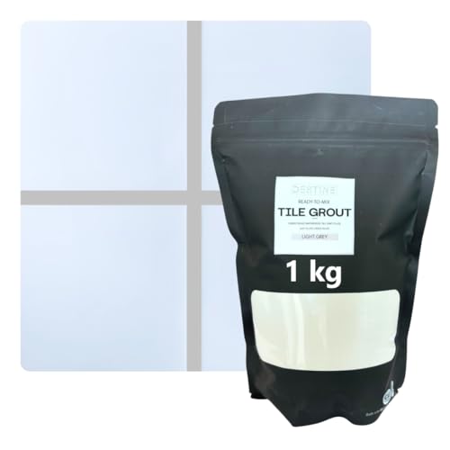 Image of DESTINE READY-TO-MIX inchTILE GROUT inch (16 COLOURS) (ALL PACKS: 100 Gm,250 Gm,400 Gm,800 Gm,1 Kg), Waterproof, Cement Based Tile Joint Filler, Crack Filler, Tiles Gap Filler (1 Kg, Light Grey)