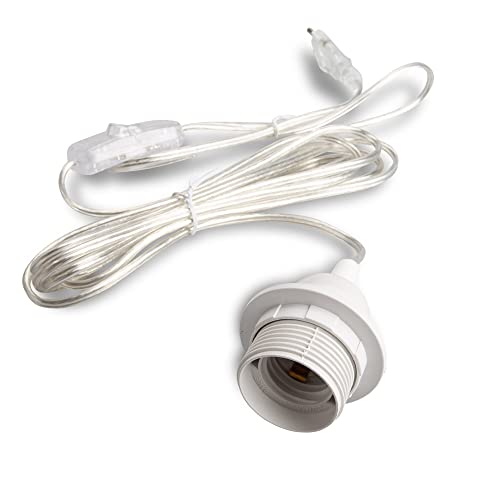 Mextronic Douille de lampe E27 avec interrupteur, câble d'alimentation de 3,5 m, suspension de lampe Sokel 350SW transparent