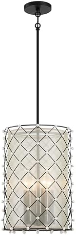 Minka Lavery 2863-66A Sheer Elegance Pendant, 4-Light, 240 Total Watts, 12.63-in H x 17.63-in W, Coal Black