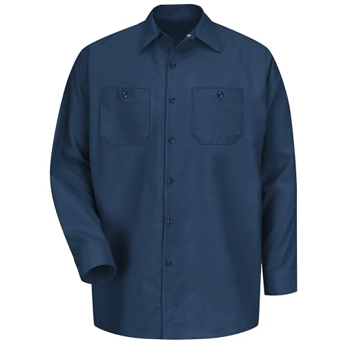 Image of Red Kap Men's Long Sleeve Industrial Work Shirt | Moisture Wicking Button Up, Wrinkle Resistance Fights Fading & Stains