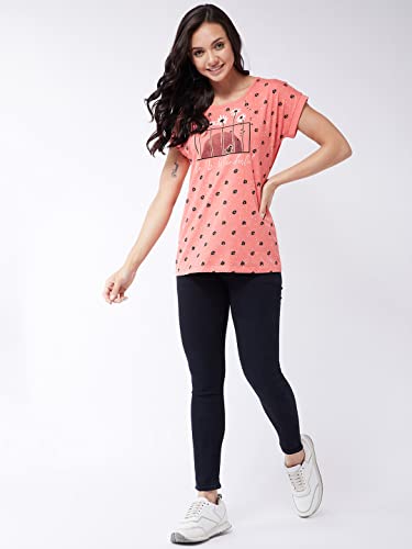 Image of Modeve Women Printed Cotton Blend Half Sleeve Round Neck T-Shirt for Summer