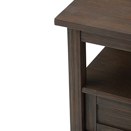 Simplihome Warm Shaker Solid Wood 20 Inch Wide Rectangle Transitional End Side Table In Farmhouse Brown #TOP7