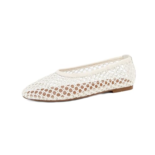 SOVANYOU Mesh Ballet Flats for Women Slip On White Woven Flats Round Toe Comfy Casual Office Fishnet Ballerina Flat Shoes by SOVANYOU - Used condition - Image 6