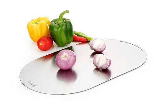Image of Clazkit Ovel Stainless Steel Chopping Cutting Board Vegetable,Fruit,Bread & Meat Durable Safe & Heavy Duty(405 X 255 X 1mm)
