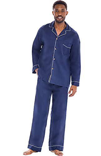 Alexander Del Rossa Men’s Pajama Set, Long Button Down...