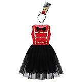 Nikiikoo Kids Girls Ringmaster Circus Costume Sequins Tutu Dress with Steampunk Hat Halloween Festival Dancewear Sparkly+Set 8 Years