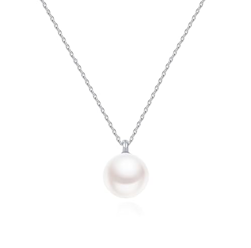 Rnivida 925 Sterling Silver Single Pearl Pendant Necklace,Dainty White Pearl Necklace for Women