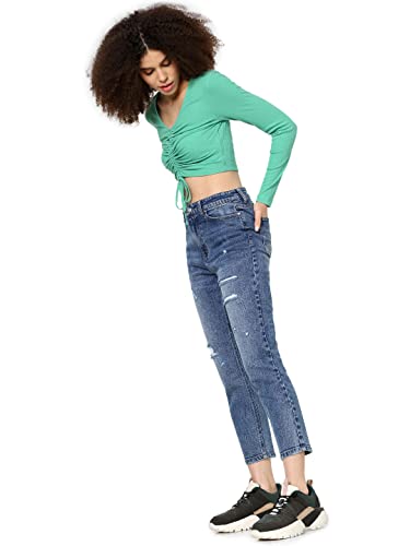 ONLY - T-shirt donna verde manica lunga - XS
