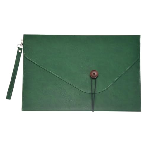 Carpeta A4 de cuero PU PATIKIL verde con asa y portabolígrafos para documentos