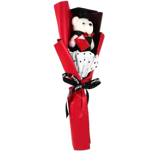 HOLIDYOYO Ramo de urso de graduação adorável boneco de peluche decoração para festa de graduação e acessório fotográfico cor de fita aleatória