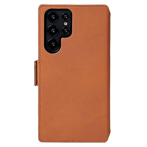 KAVAJ case for Samsung Galaxy S22 Ultra Phoenix Cognac | 100% Genuin Real Leather | Phone Wallet, smartphone wallet | Flip case Samsung Brown