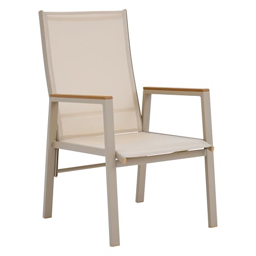 Sillas de comedor al aire libre caqui set de 2 con asiento de Teslin beige 4